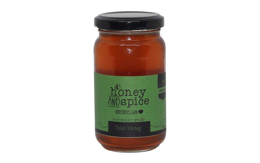 Honey And Spice Naturally Spiced Tulsi Honey    Glass Jar  250 grams